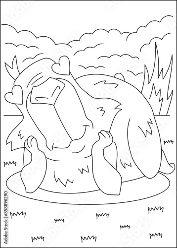 love capybara chilling coloring book page