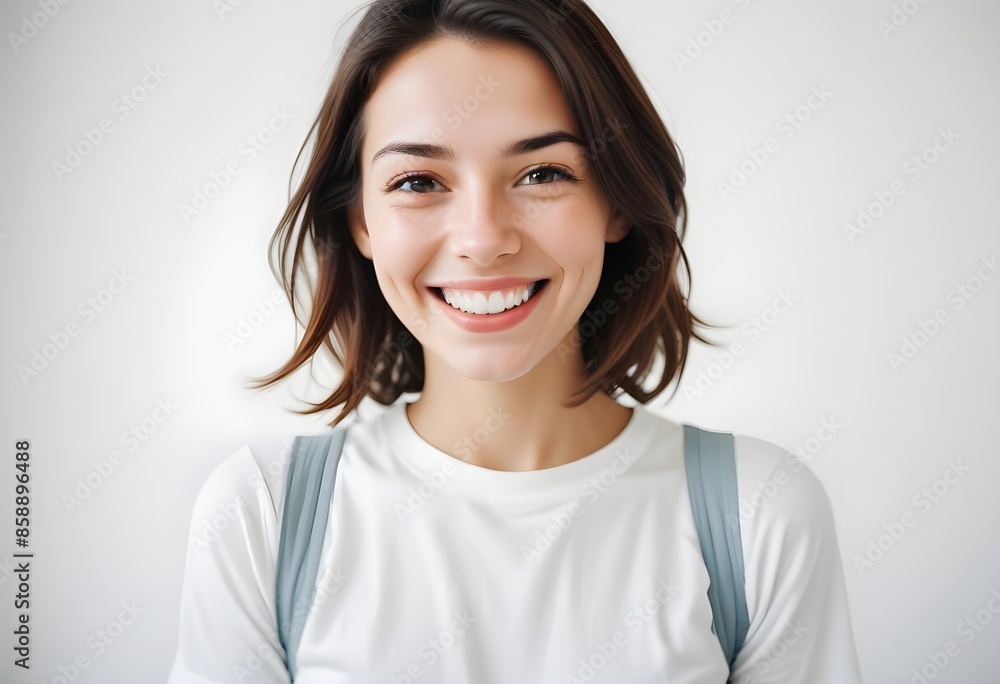 Positive smiling woman on clean background Positive smiling woman on clean background