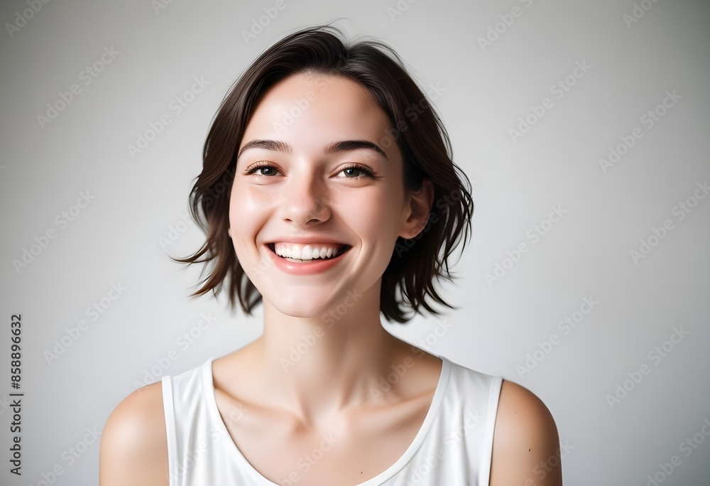 Positive smiling woman on clean background Positive smiling woman on clean background