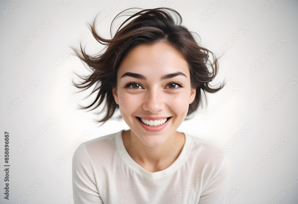 Positive smiling woman on clean background Positive smiling woman on clean background