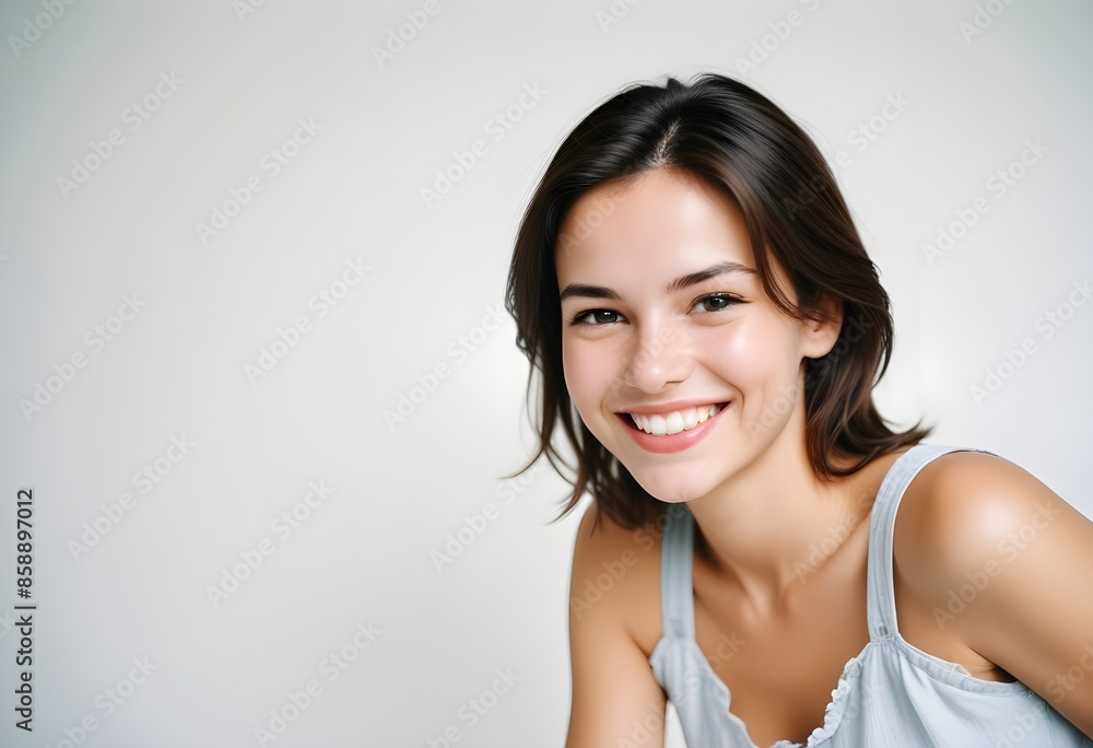 Positive smiling woman on clean background Positive smiling woman on clean background