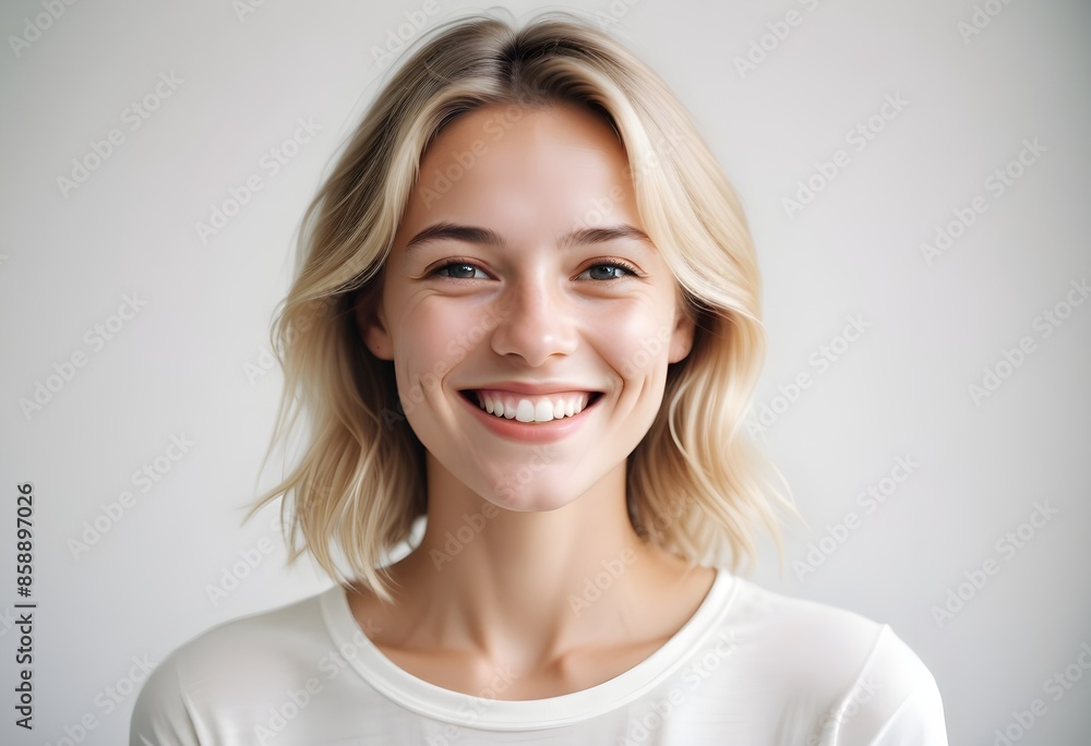 Positive smiling woman on clean background Positive smiling woman on clean background