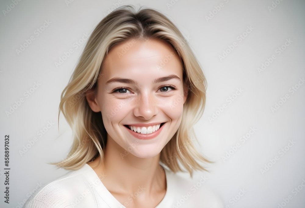 Positive smiling woman on clean background Positive smiling woman on clean background