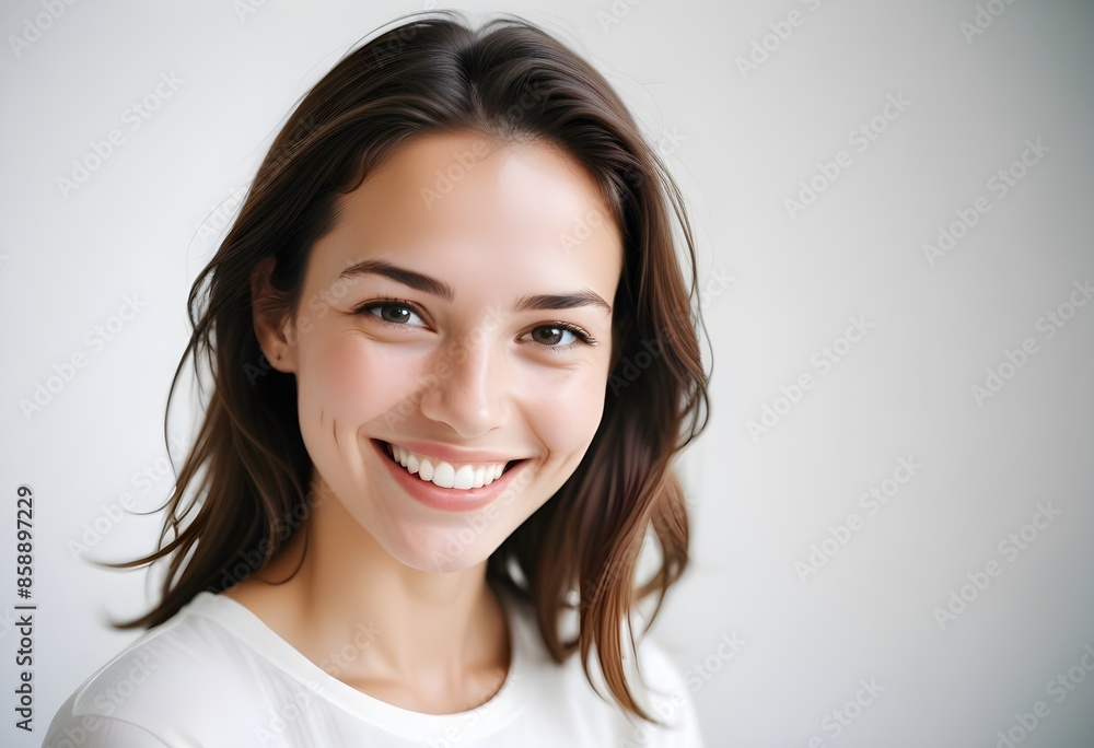 Positive smiling woman on clean background Positive smiling woman on clean background