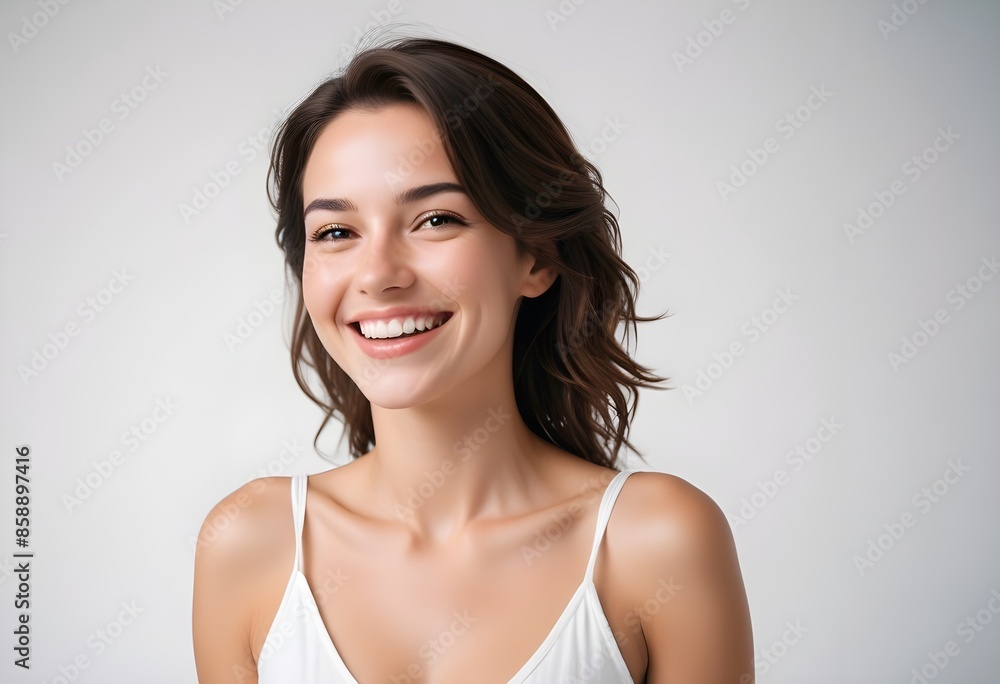 Positive smiling woman on clean background Positive smiling woman on clean background