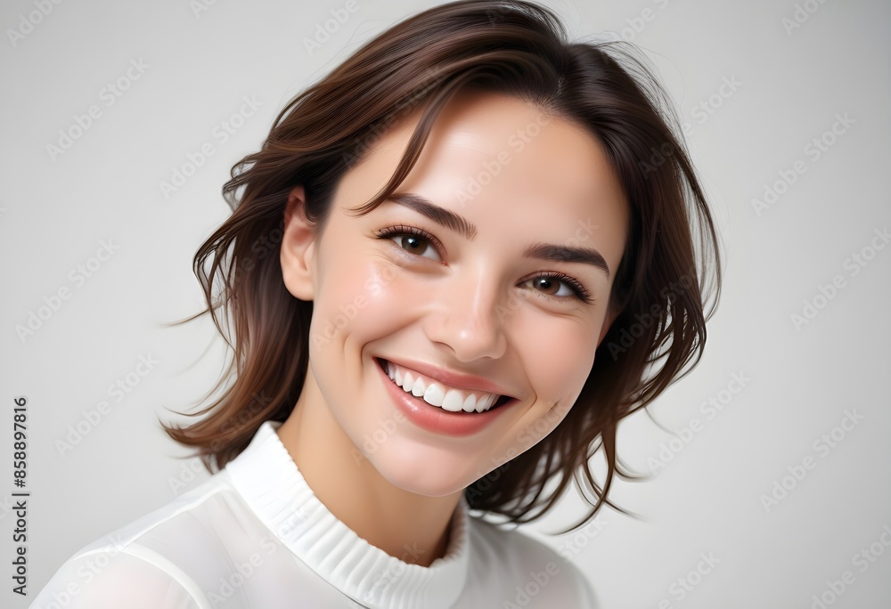 Positive smiling woman on clean background Positive smiling woman on clean background