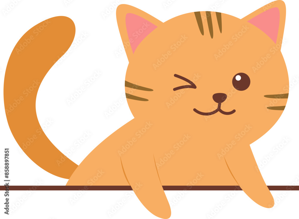 Obraz premium Cute Cats Peaking Illustration