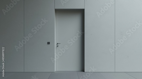 Closet door on a blank wall, minimal, simple lens, weird science themed wallp...