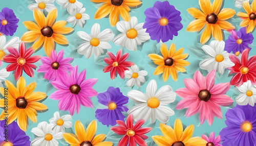Wallpaper Mural Flowers background, many beautiful flowers background illustration. Torontodigital.ca