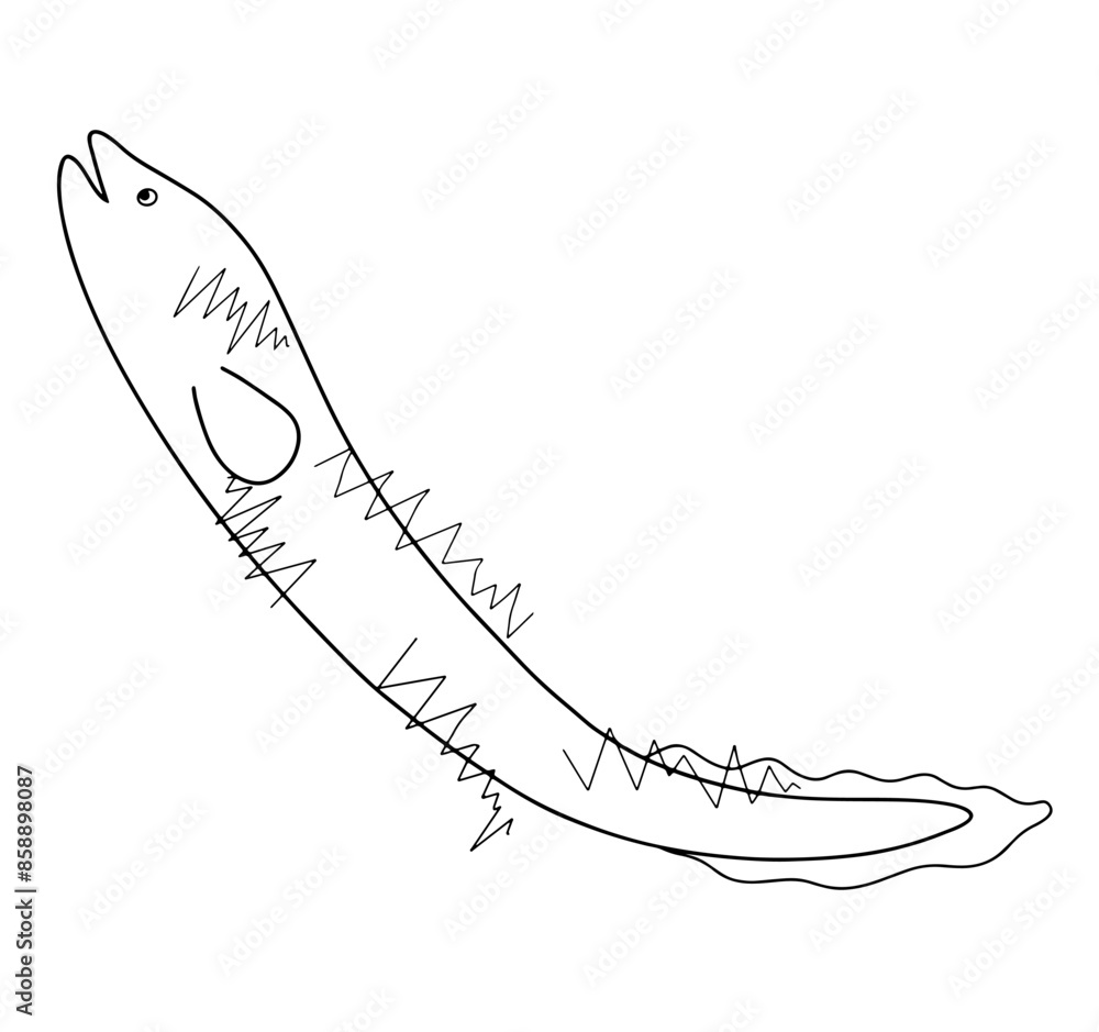 Continuous line drawing of a electric eel isolated on white background ...