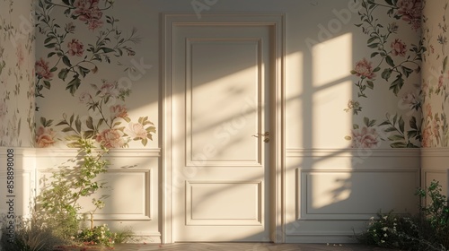 Closet door on a blank wall, minimal, simple lens, weird science themed wallp...