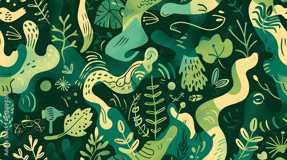 Obraz premium Surreal Organic Foliage Abstract Digital Background