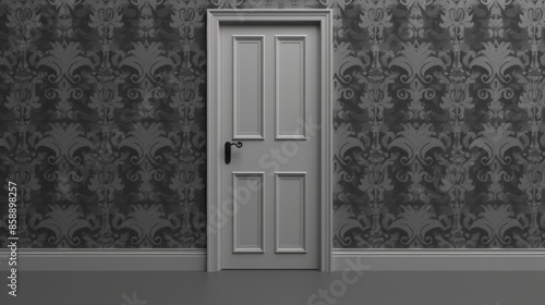 Closet door on a blank wall, minimal, simple lens, weird science themed wallp...