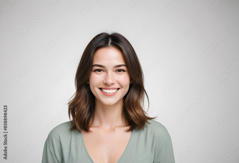 Positive smiling woman on clean background Positive smiling woman on clean background