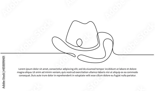 Continuous one line design of jungle hat.Minimalist style vector illustration on white background.
