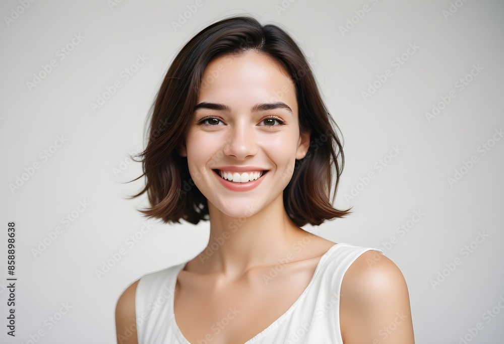 Positive smiling woman on clean background Positive smiling woman on clean background