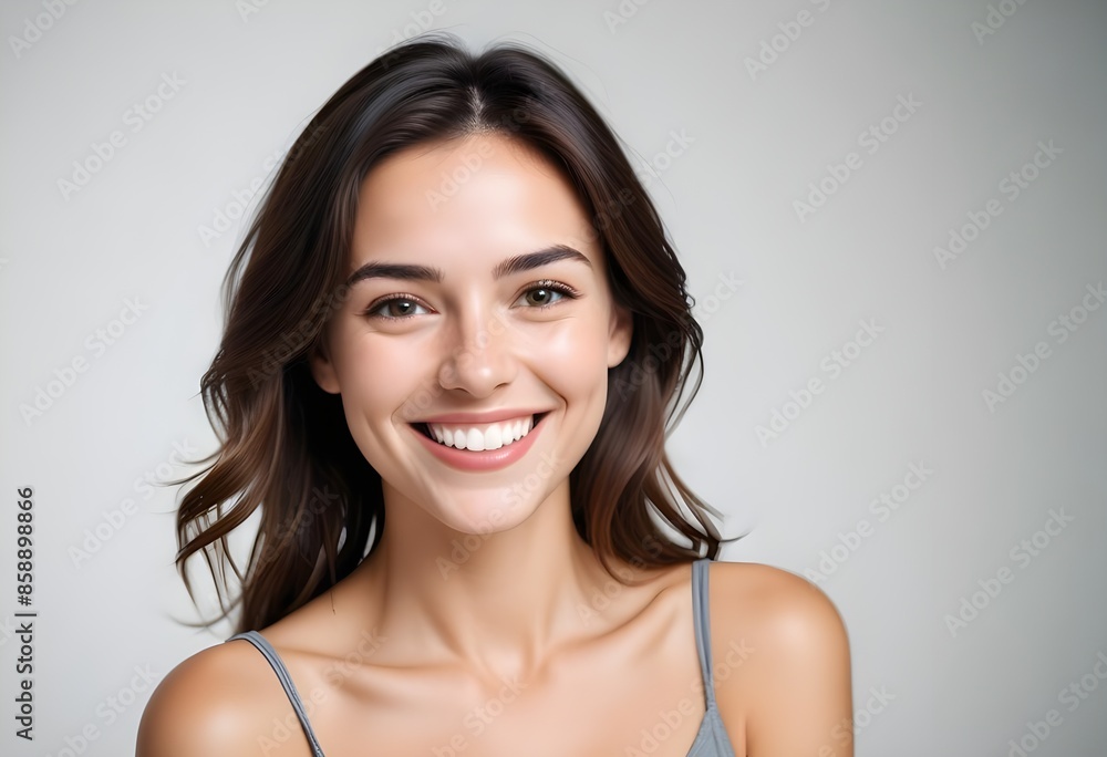 Positive smiling woman on clean background Positive smiling woman on clean background