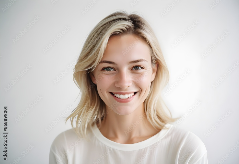 Positive smiling woman on clean background Positive smiling woman on clean background