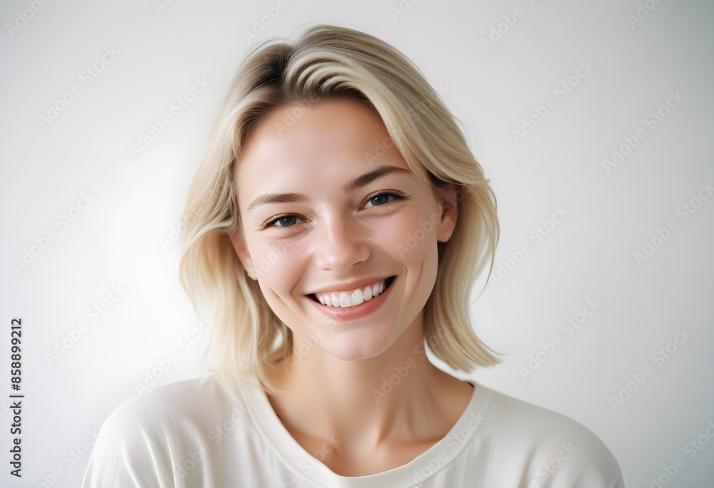 Positive smiling woman on clean background Positive smiling woman on clean background