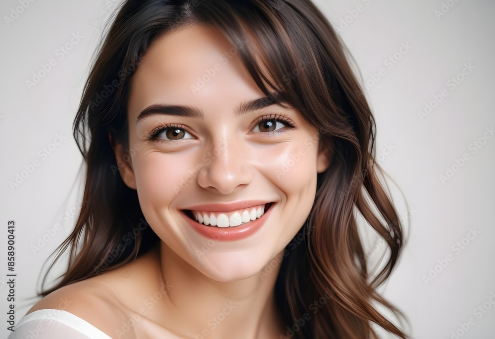 Positive smiling woman on white background Positive smiling woman on white background
