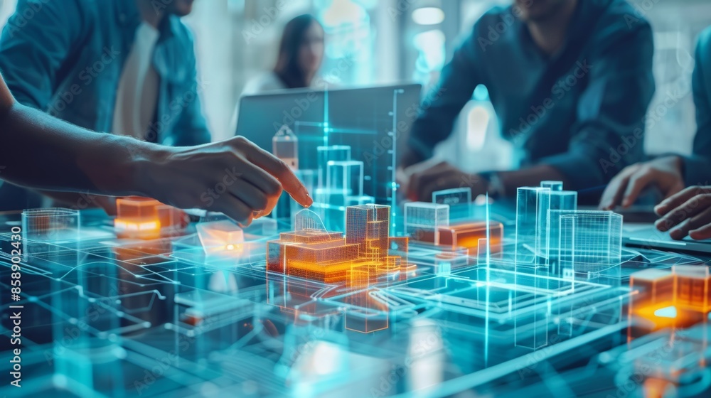 A group of diverse professionals collaborating on a design project, utilizing digital tools and technology to create innovative solutions. A group of diverse professionals collaborating on a design project, utilizing digital tools and technology to create innovative solutions.
