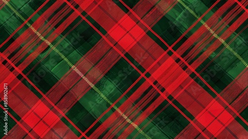 This image features a red and green plaid pattern texture. The image has a watercolor effect, giving it a vintage feel. It is a classic pattern that can be used for a variety of purposes, including wr