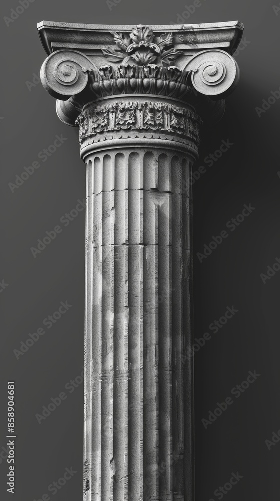 Ancient Greek column with fluted lines and intricate capital at the top. Ancient Greek column with fluted lines and intricate capital at the top.