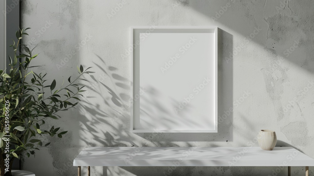 Decorative white square frame on table Decorative white square frame on table