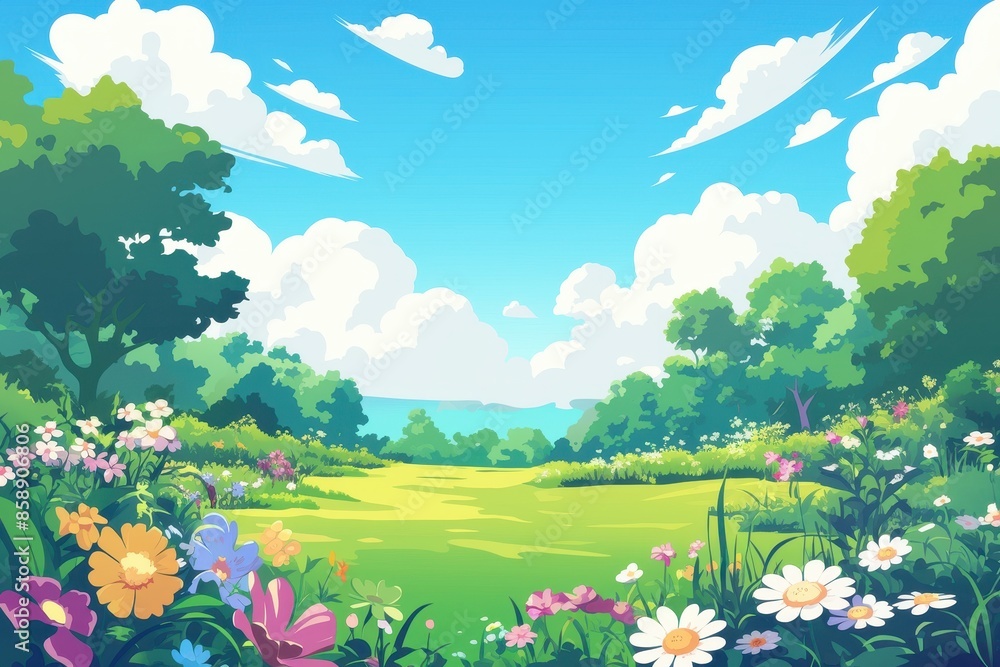 Obraz premium Vibrant Spring Meadow Landscape