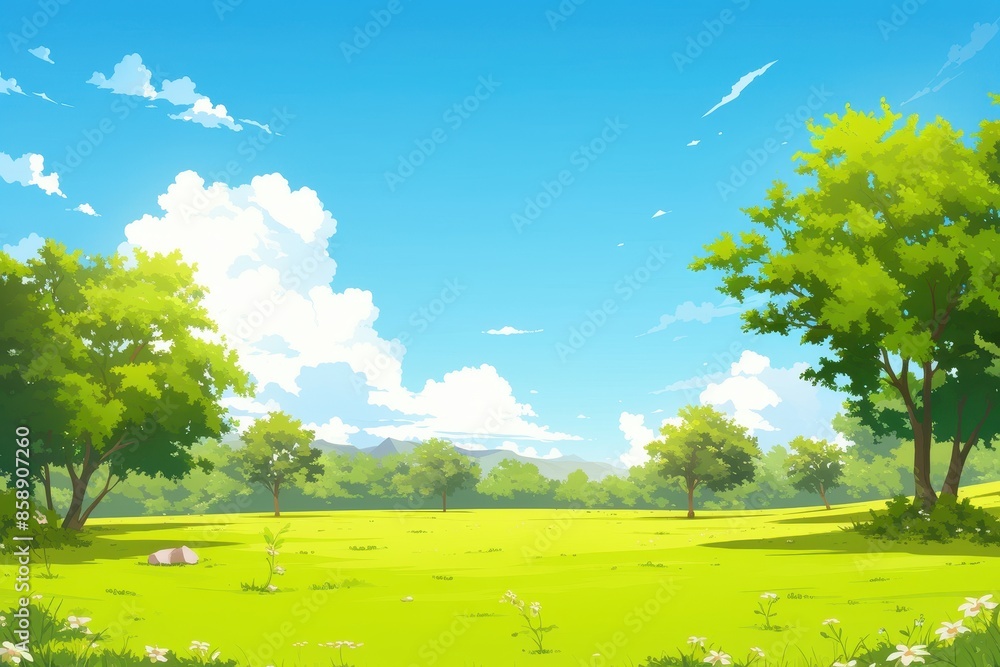 Fototapeta premium Summer Meadow Under a Sunny Sky