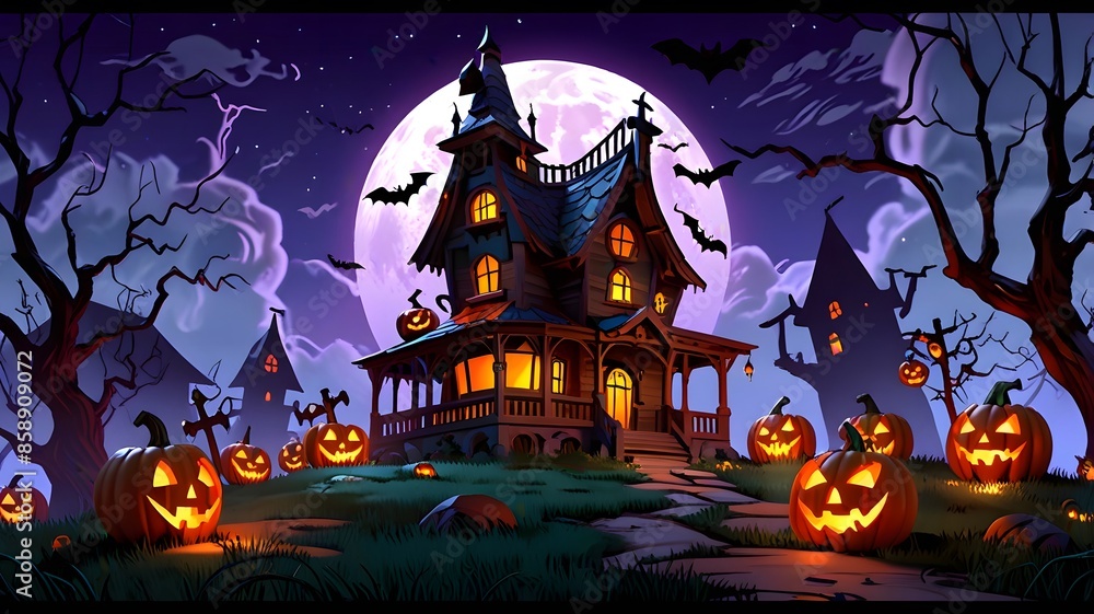 Haunting Halloween Night A Spooky and Atmospheric Scene Haunting Halloween Night A Spooky and Atmospheric Scene