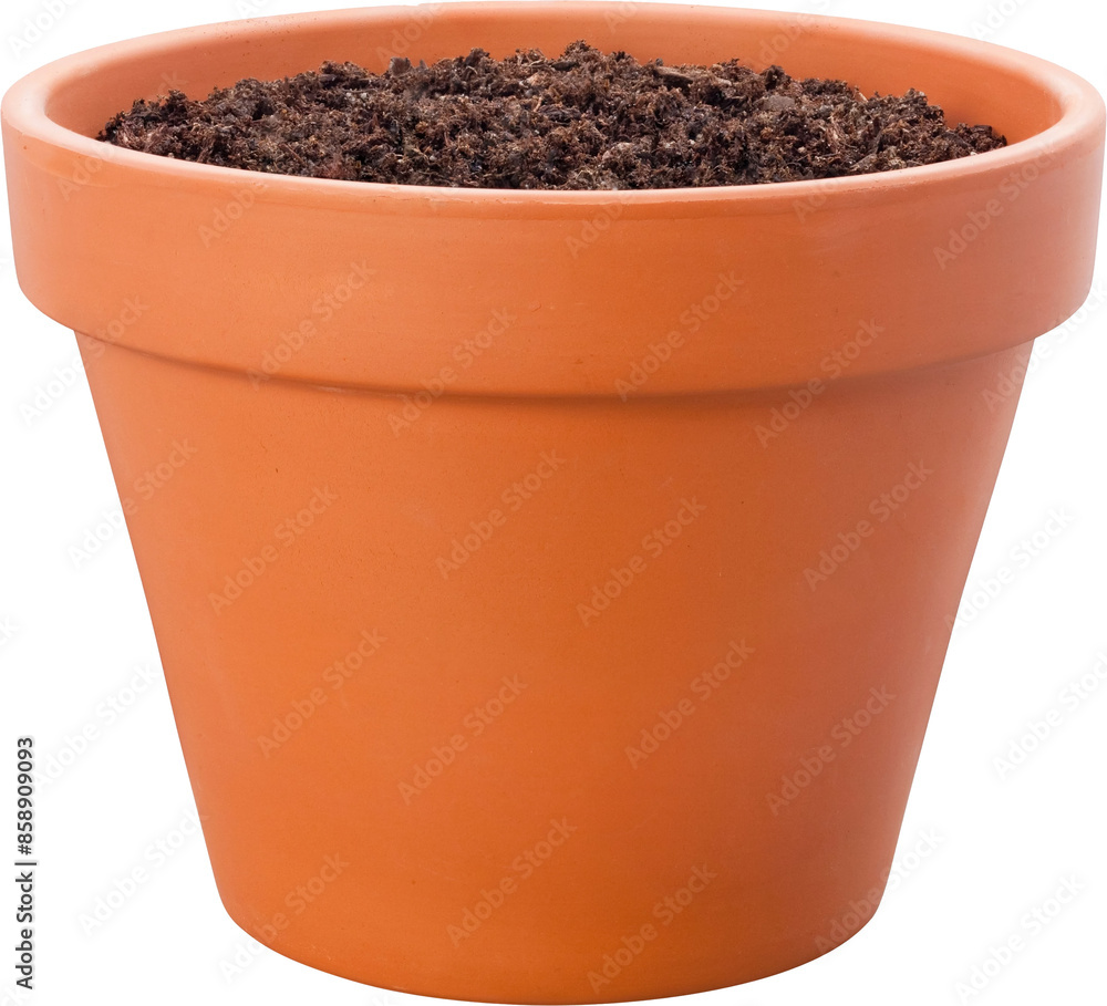 Flowerpot with soil in transparent background Flowerpot with soil in transparent background