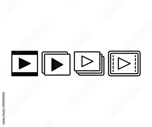 video gallery folder file icons symbol vector design simple black white color illustration set