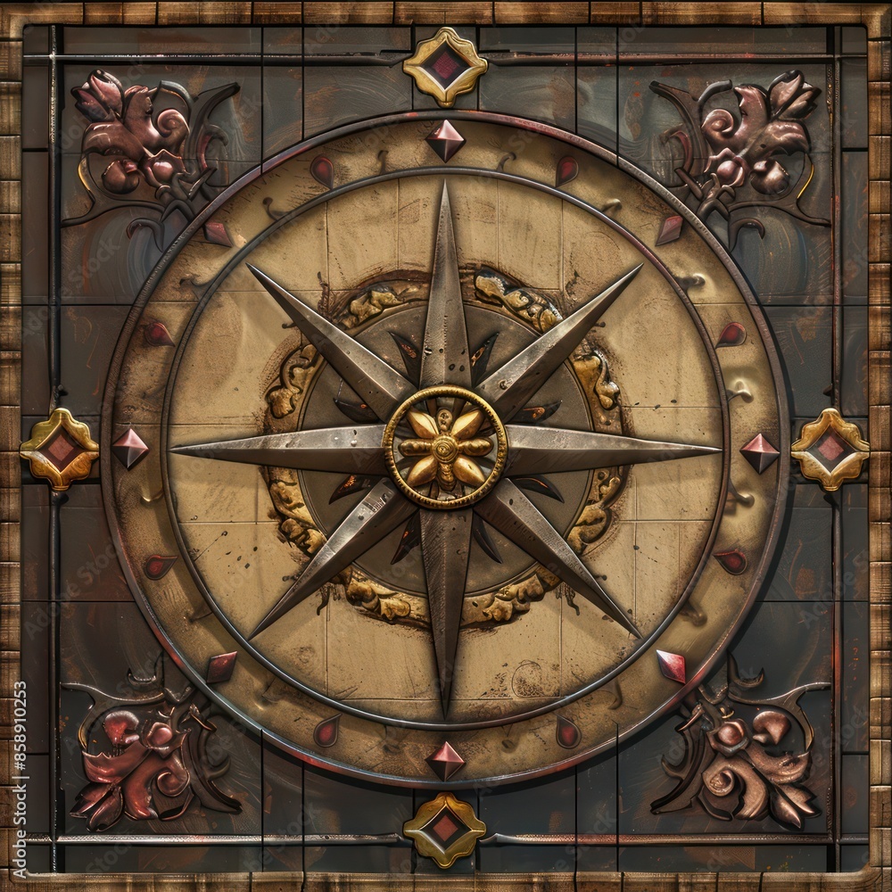 Obraz premium Wind rose on the old grunge paper