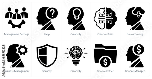 A set of 10 web marketing icons as management settings, help, creativity