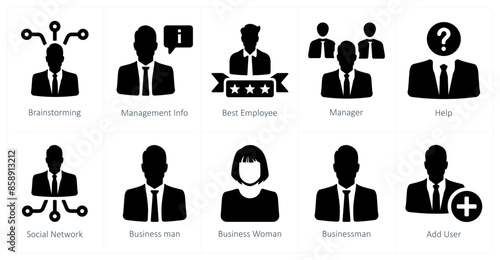 A set of 10 web marketing icons as brainstorming, management info, best employee