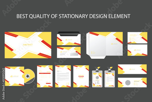 Premium corporate identity mockup set. Business stationery realistic design template. Blue color branding with folder, blank, brochure and visiting card.