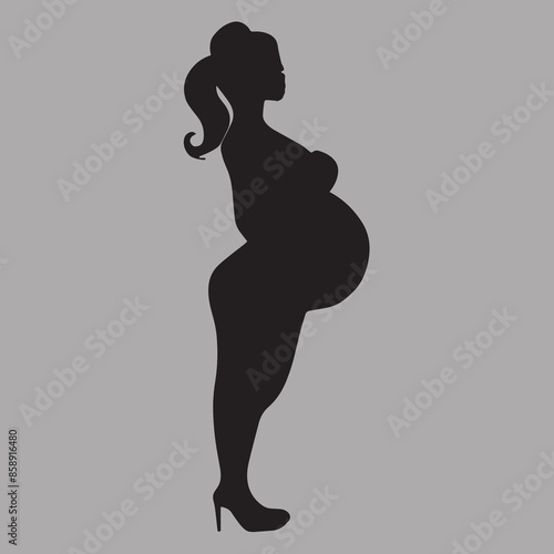 Pregnant Women Silhouette Vector Art.