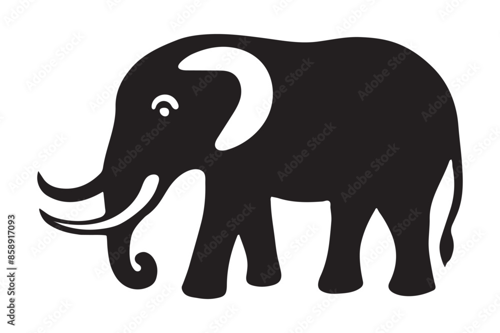 Fototapeta premium Elephant silhouette vector isolated on a white background