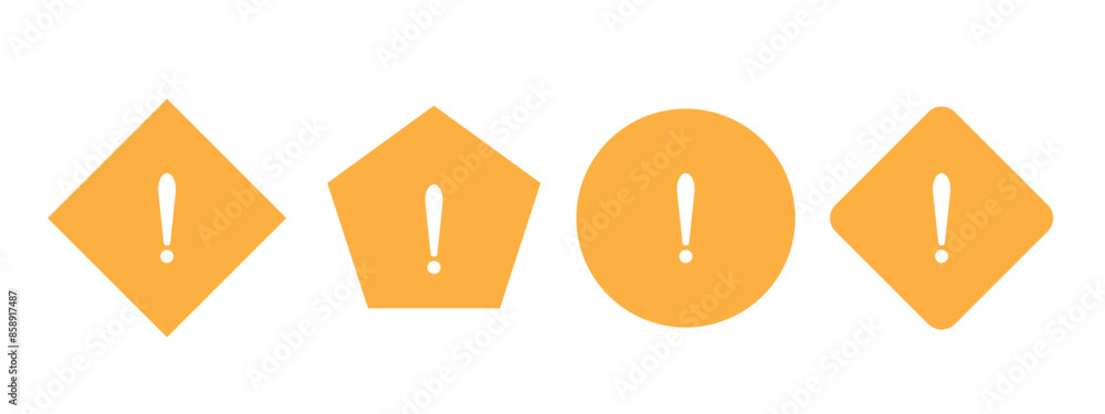 Exclamation of warning attention icon, warning signs set. Vector illustration. Exclamation of warning attention icon, warning signs set. Vector illustration.