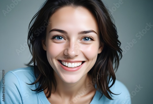 Positive smiling woman on white background