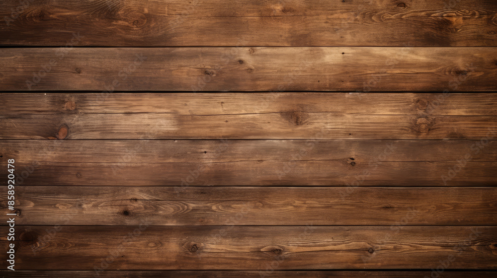 Fototapeta premium Old brown rustic dark grunge wooden timber wall or floor or table texture - oak wood background banner, with vignette, Generative AI