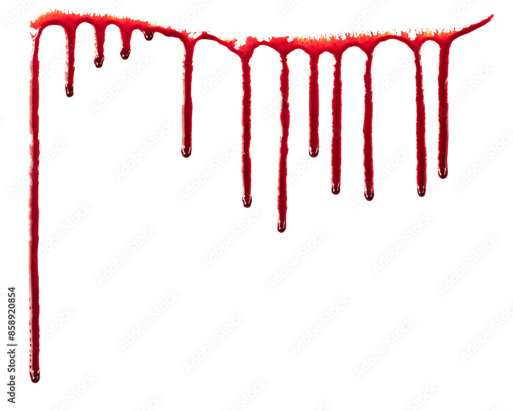 Fotografie Dripping blood isolated on white background