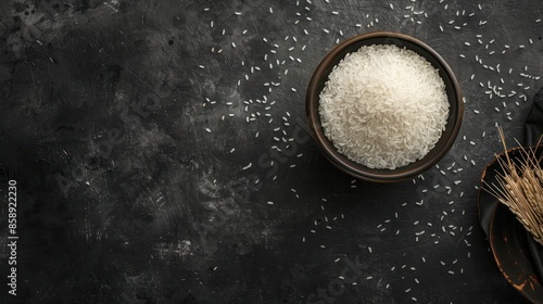 Rice in a bowl on a white background