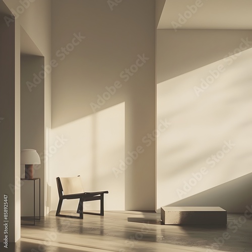 Serene and Minimalist Interior Design with Diffused Lighting © imagincy