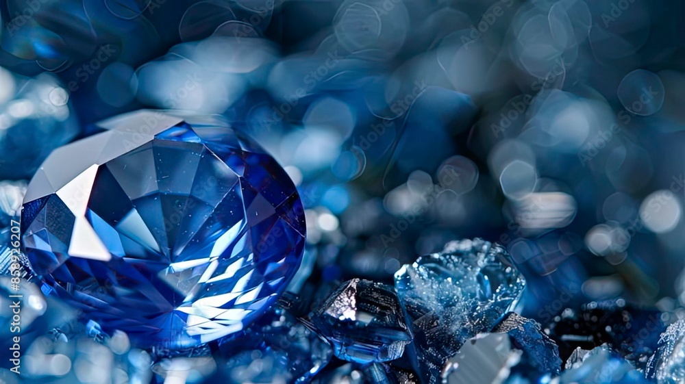 blue sapphire on black coal background blue sapphire on black coal background