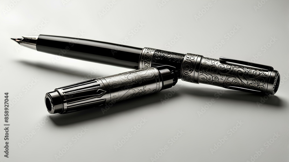 a line drawing of an old fountain pen, white background. a line drawing of an old fountain pen, white background.