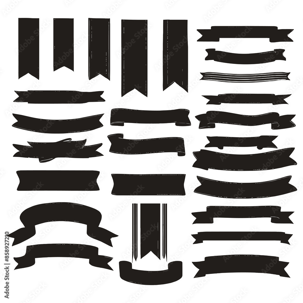 Banner ribbon silhouette vector black shape Banner ribbon silhouette vector black shape
