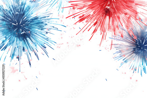 Red, Blue, and White Fireworks Background