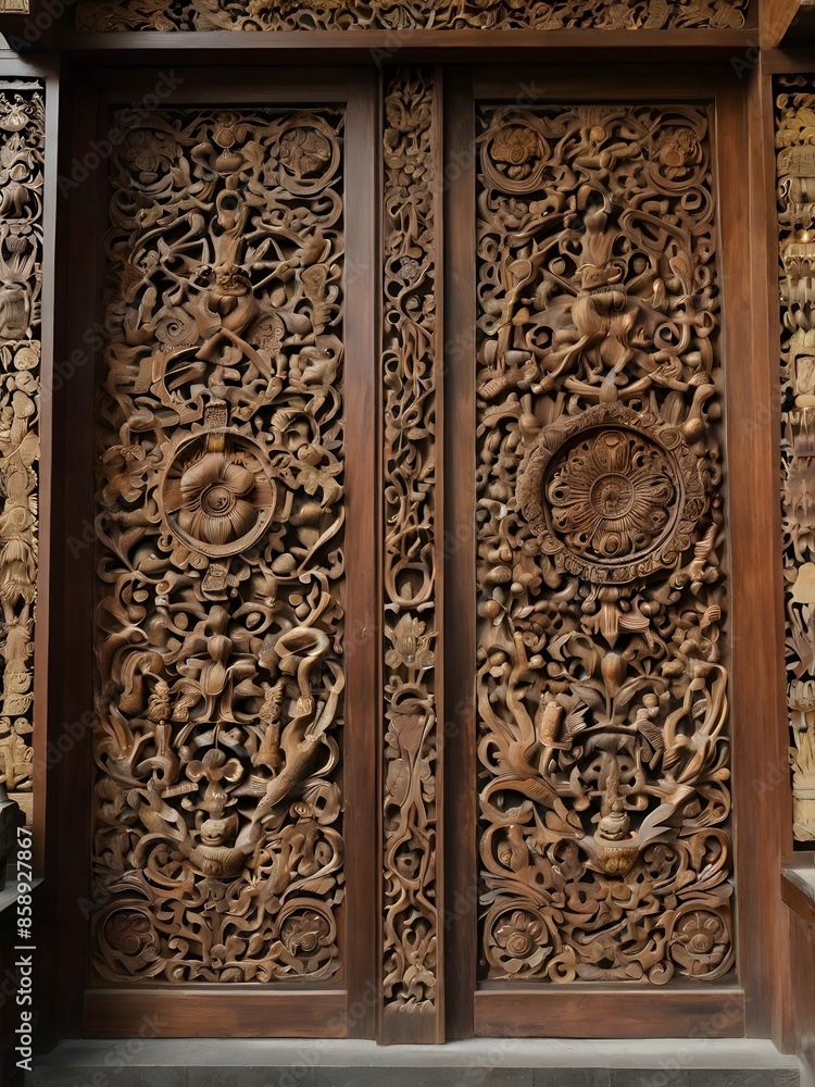 Sophisticated Wooden Doors with Geometric and Floral Carvings Sophisticated Wooden Doors with Geometric and Floral Carvings